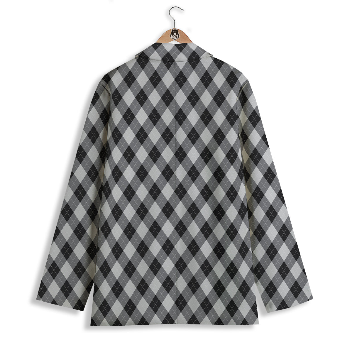 Argyle Dark Grey Print Pattern Women's Blazer-grizzshop