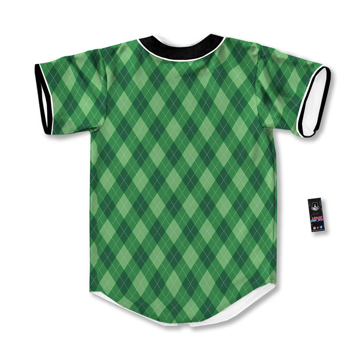 Argyle Forest Green Print Pattern Baseball Jersey-grizzshop