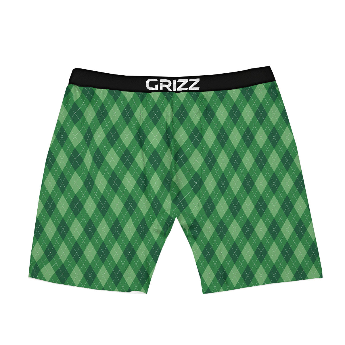 Argyle Forest Green Print Pattern Boxer Briefs-grizzshop