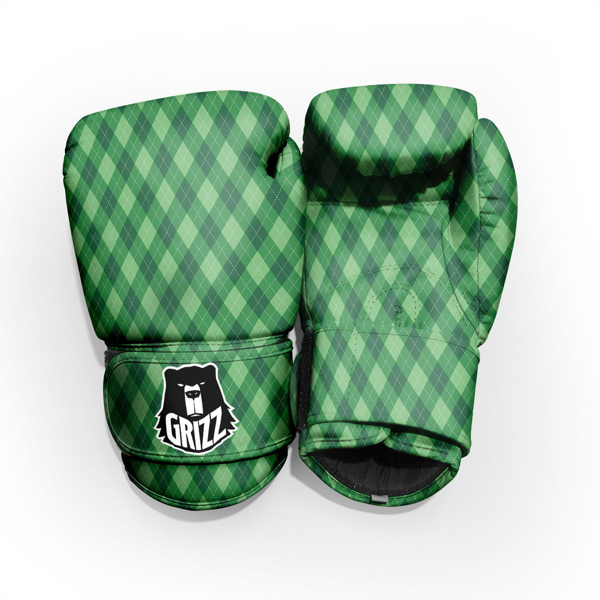 Argyle Forest Green Print Pattern Sparring Gloves-grizzshop