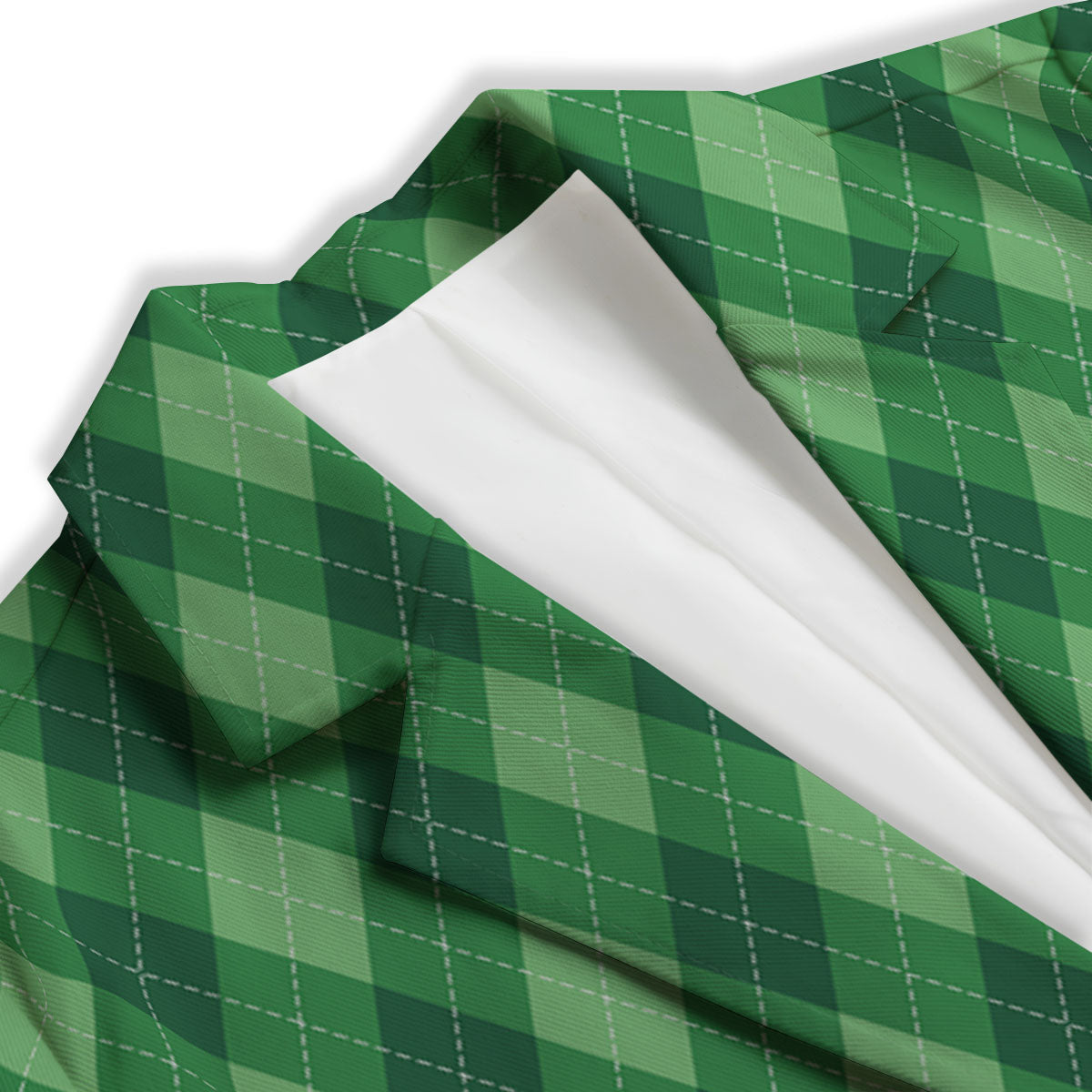 Argyle Forest Green Print Pattern Women's Blazer-grizzshop