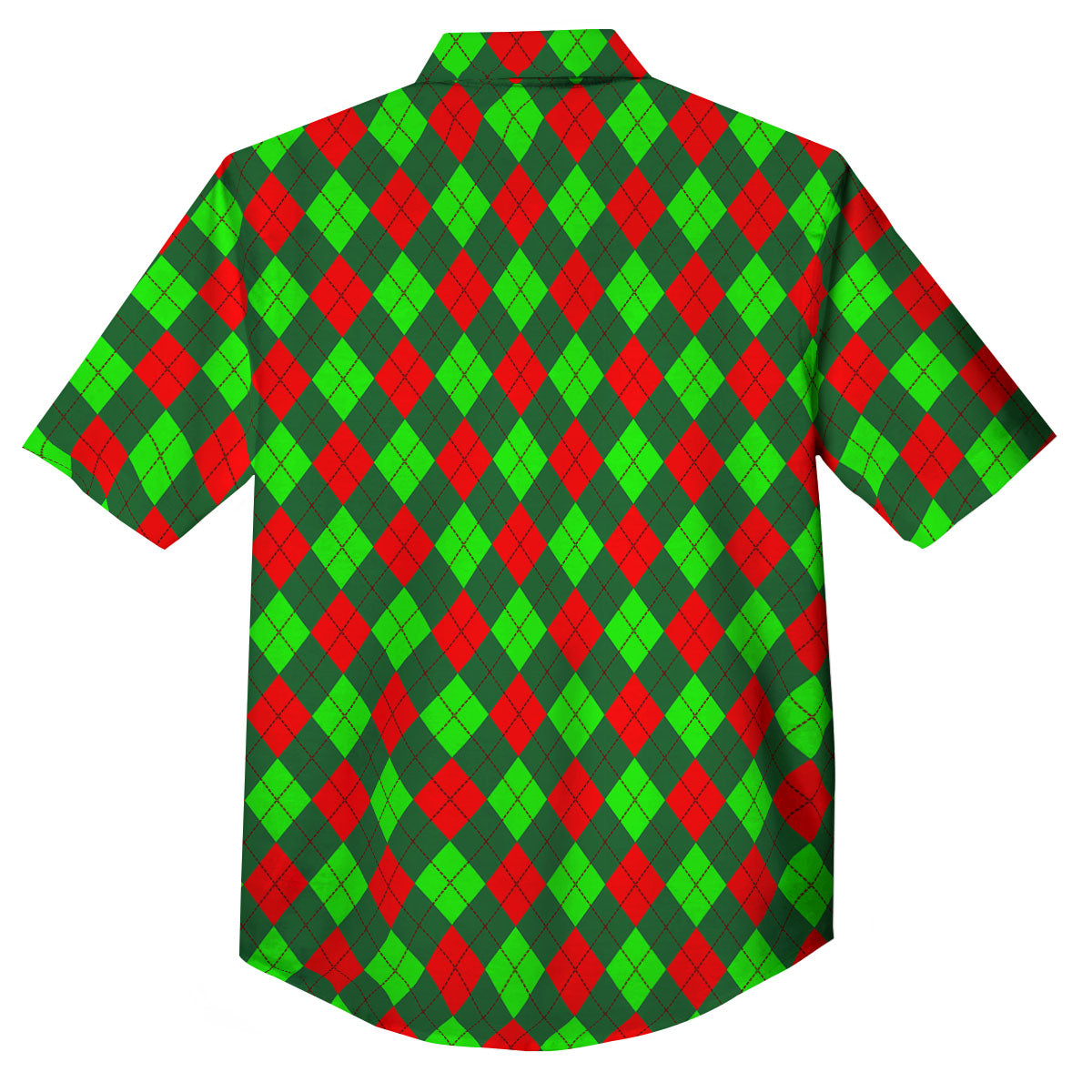Argyle Green And Red Print Pattern Button Up Shirt-grizzshop