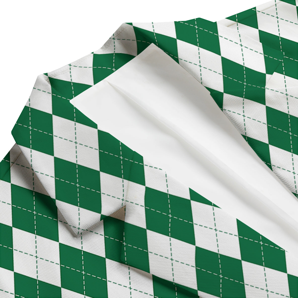 Argyle Green And White Print Pattern Men's Blazer-grizzshop