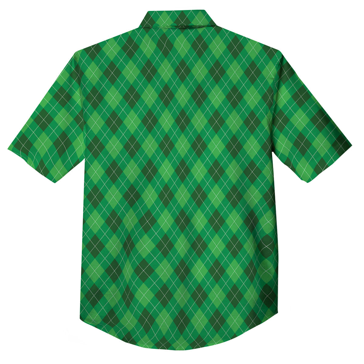 Argyle Green Print Pattern Button Up Shirt-grizzshop