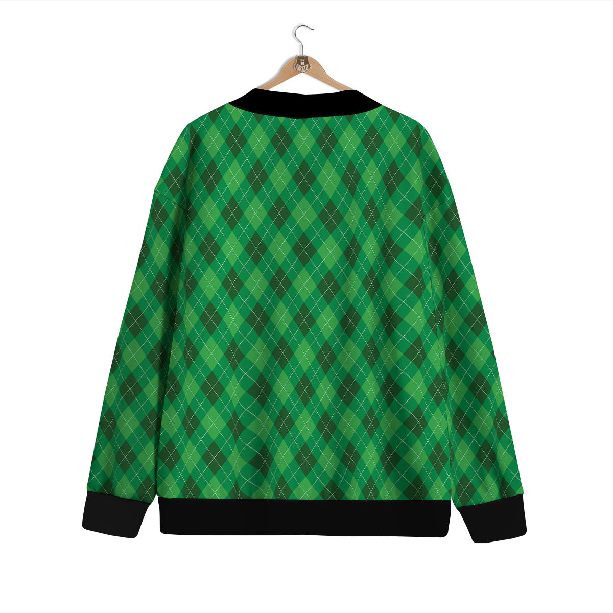 Argyle Green Print Pattern Cardigan-grizzshop