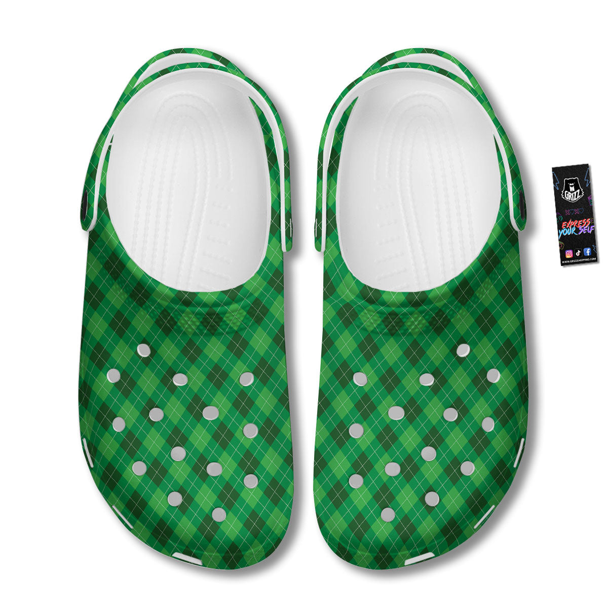 Argyle Green Print Pattern Clog-grizzshop