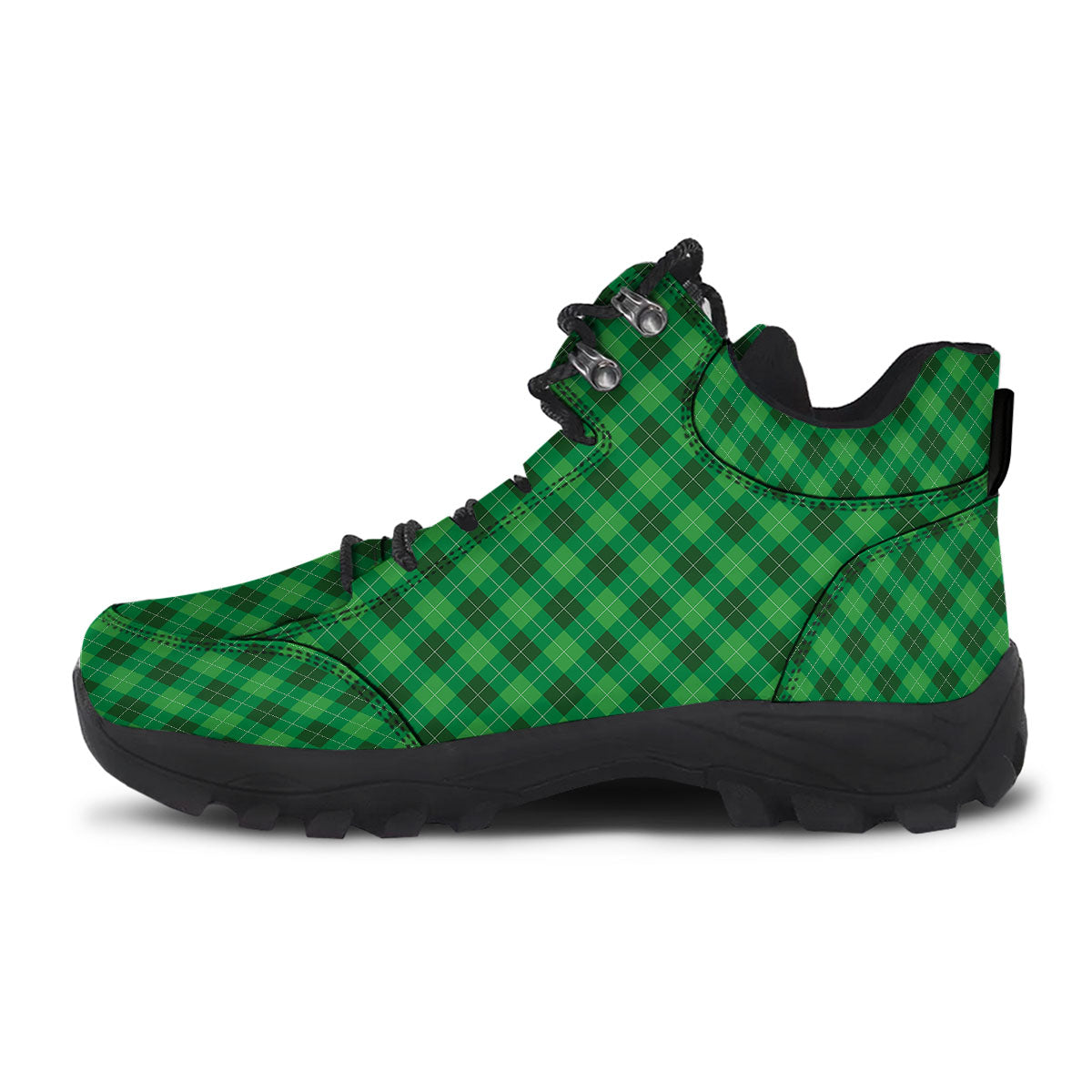 Argyle Green Print Pattern Hiking Shoes-grizzshop