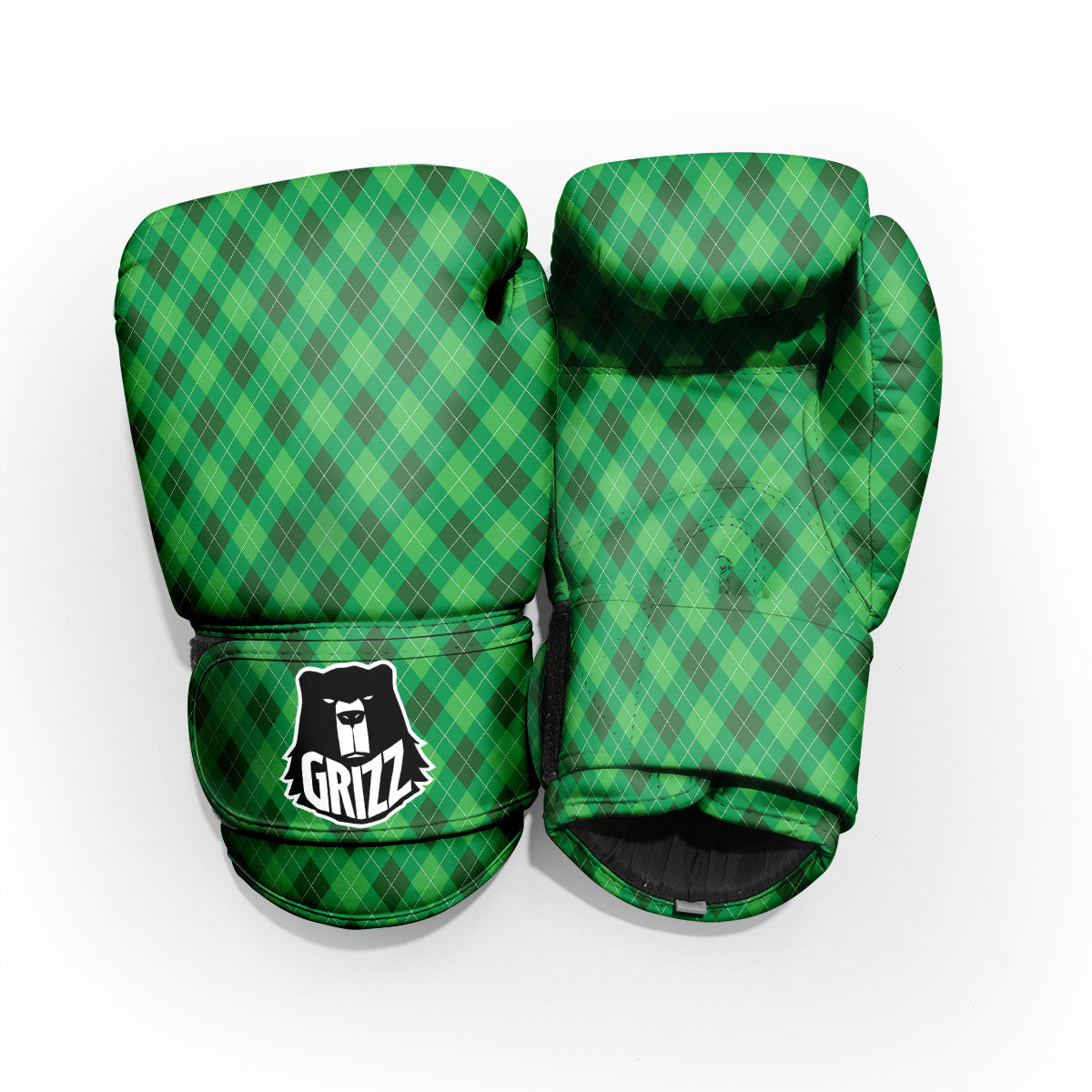 Argyle Green Print Pattern Sparring Gloves-grizzshop