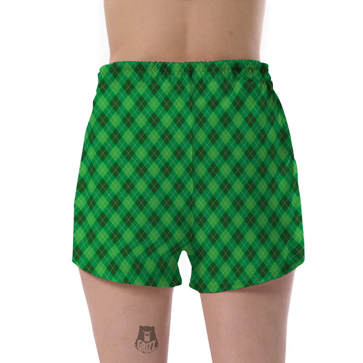 Argyle Green Print Pattern Women's Shorts-grizzshop