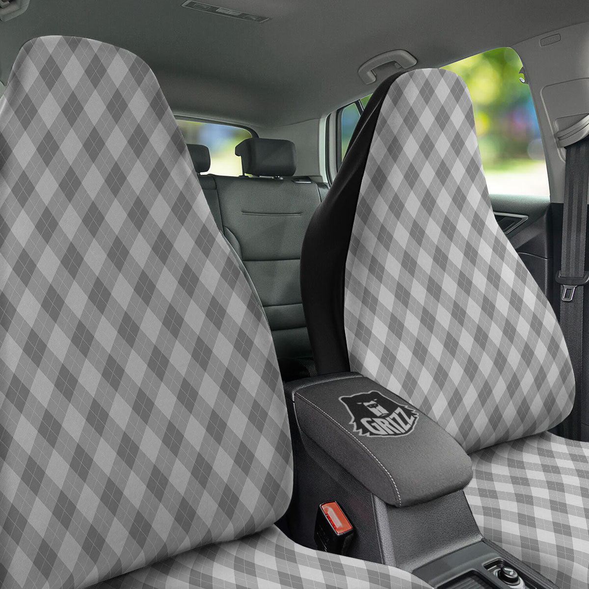 Argyle Grey Print Pattern Car Seat Covers-grizzshop