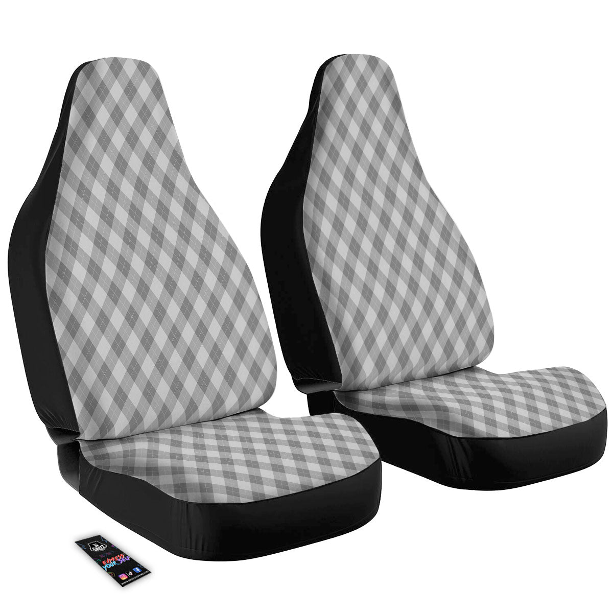 Argyle Grey Print Pattern Car Seat Covers-grizzshop