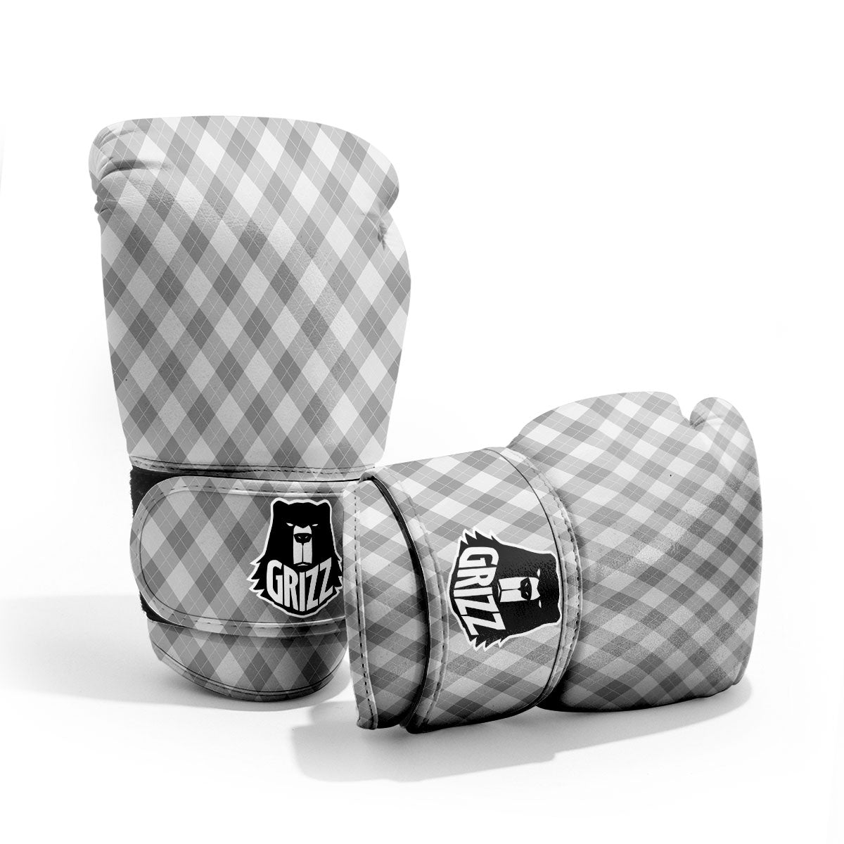 Argyle Grey Print Pattern Sparring Gloves-grizzshop