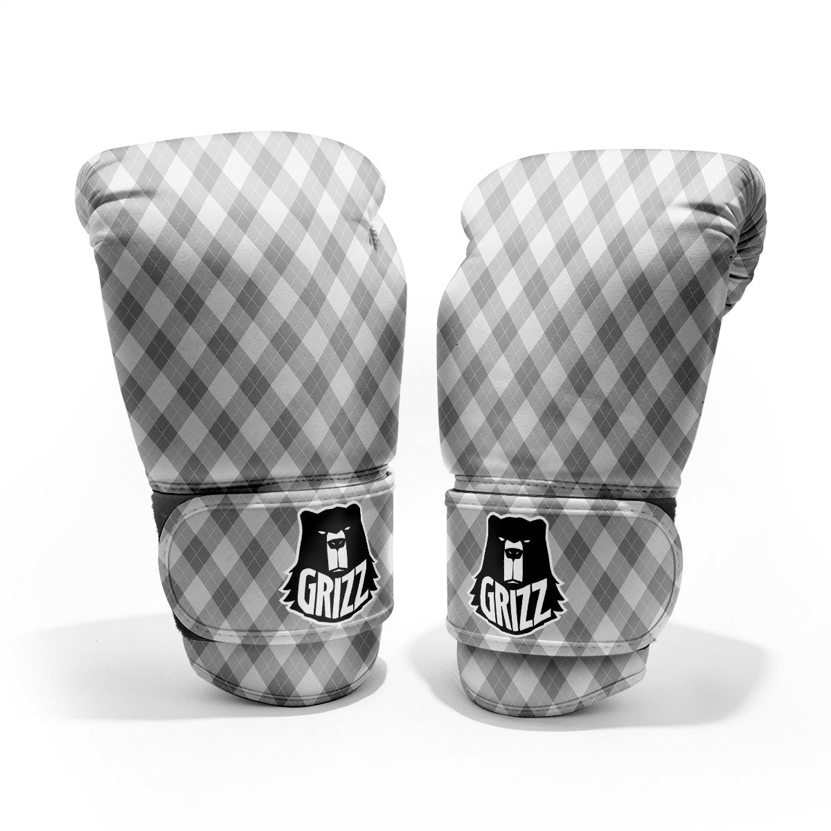 Argyle Grey Print Pattern Sparring Gloves-grizzshop