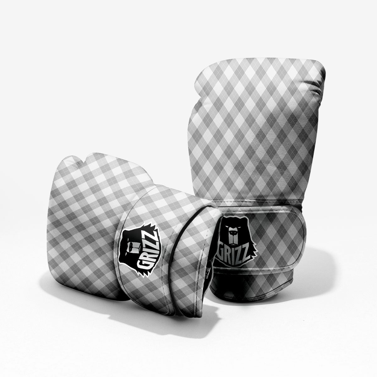 Argyle Grey Print Pattern Sparring Gloves-grizzshop