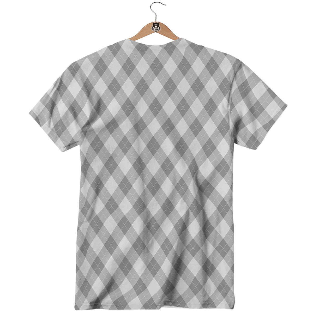 Argyle Grey Print Pattern T-Shirt-grizzshop