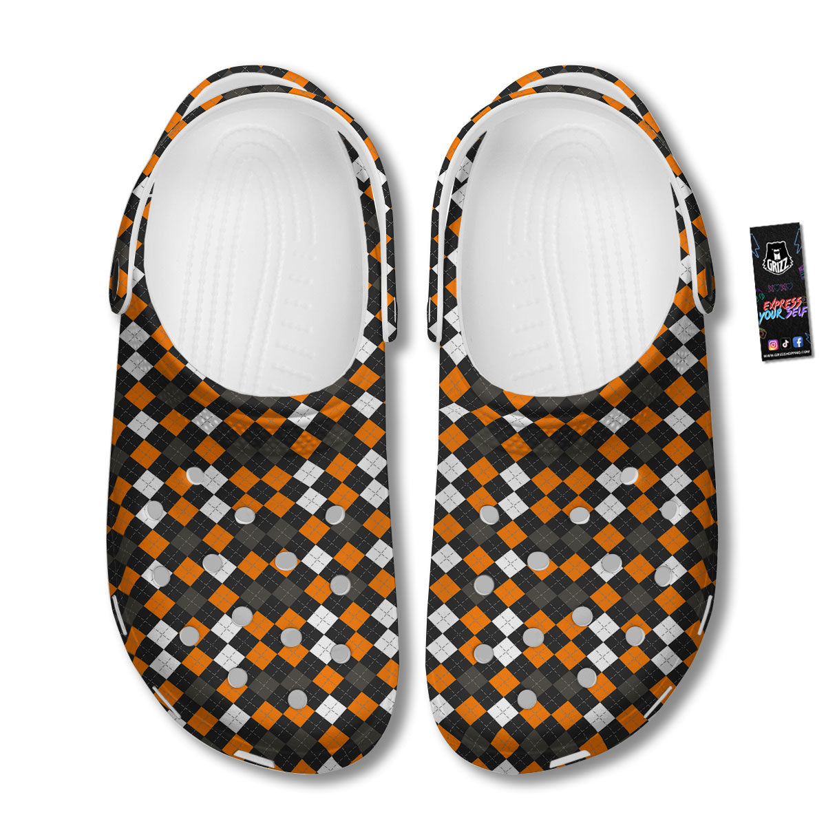 Argyle Halloween Print Pattern Clog-grizzshop
