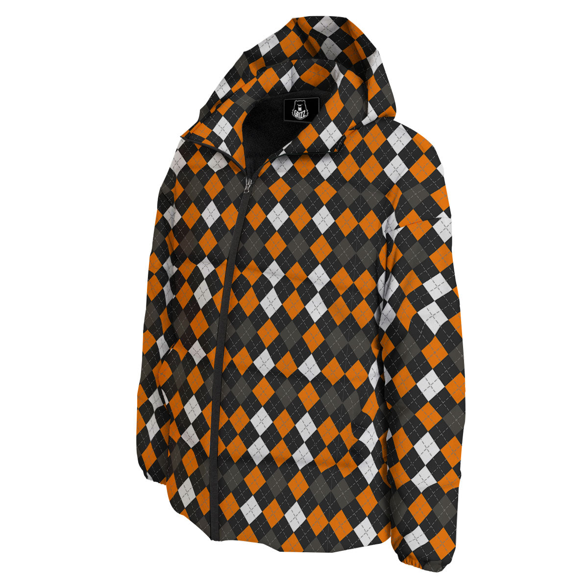 Argyle Halloween Print Pattern Down Jacket-grizzshop