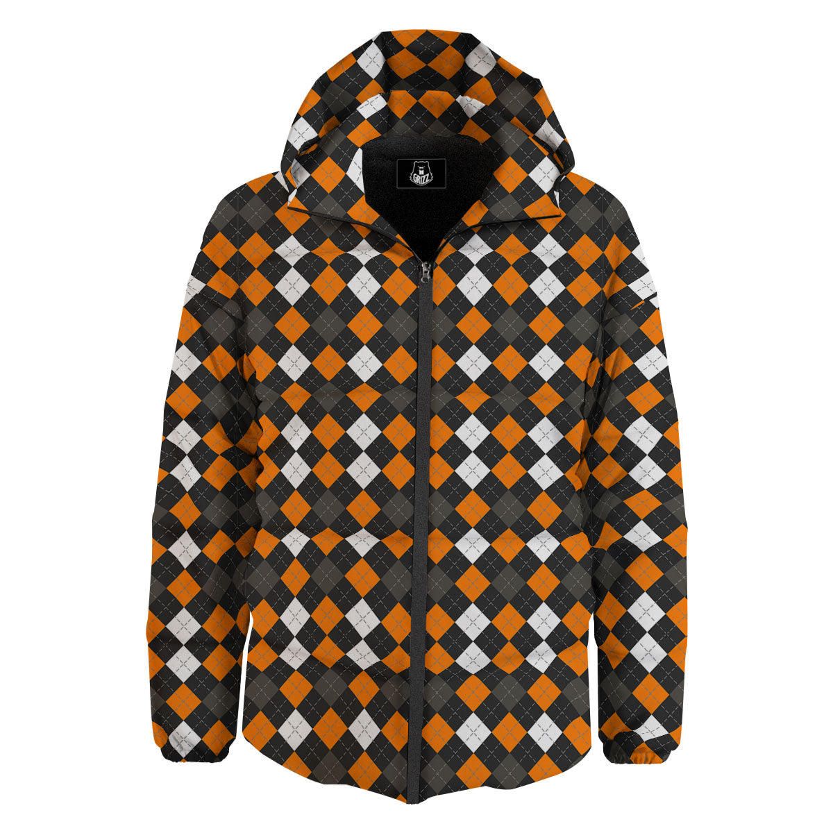 Argyle Halloween Print Pattern Down Jacket-grizzshop