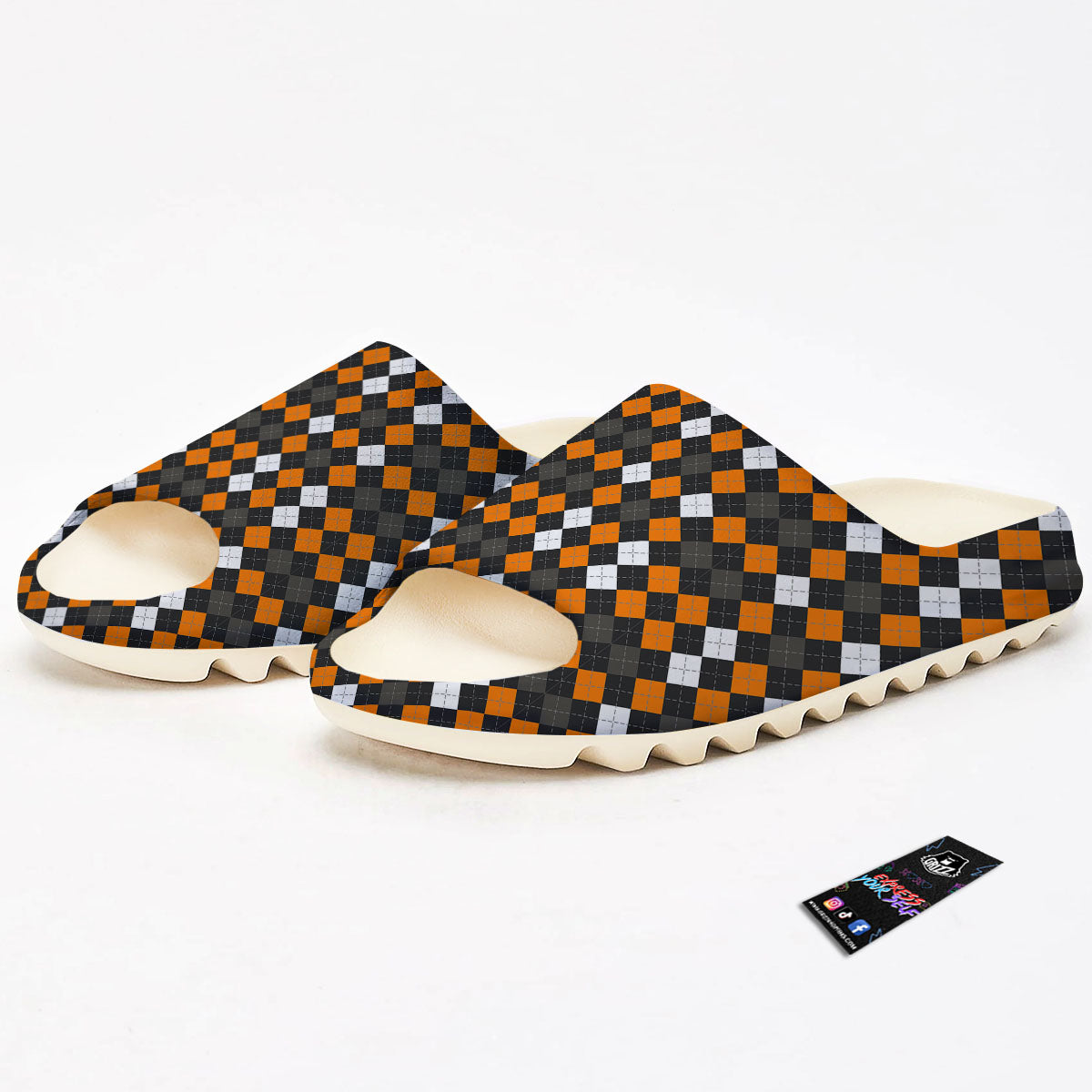 Argyle Halloween Print Pattern Sandals-grizzshop