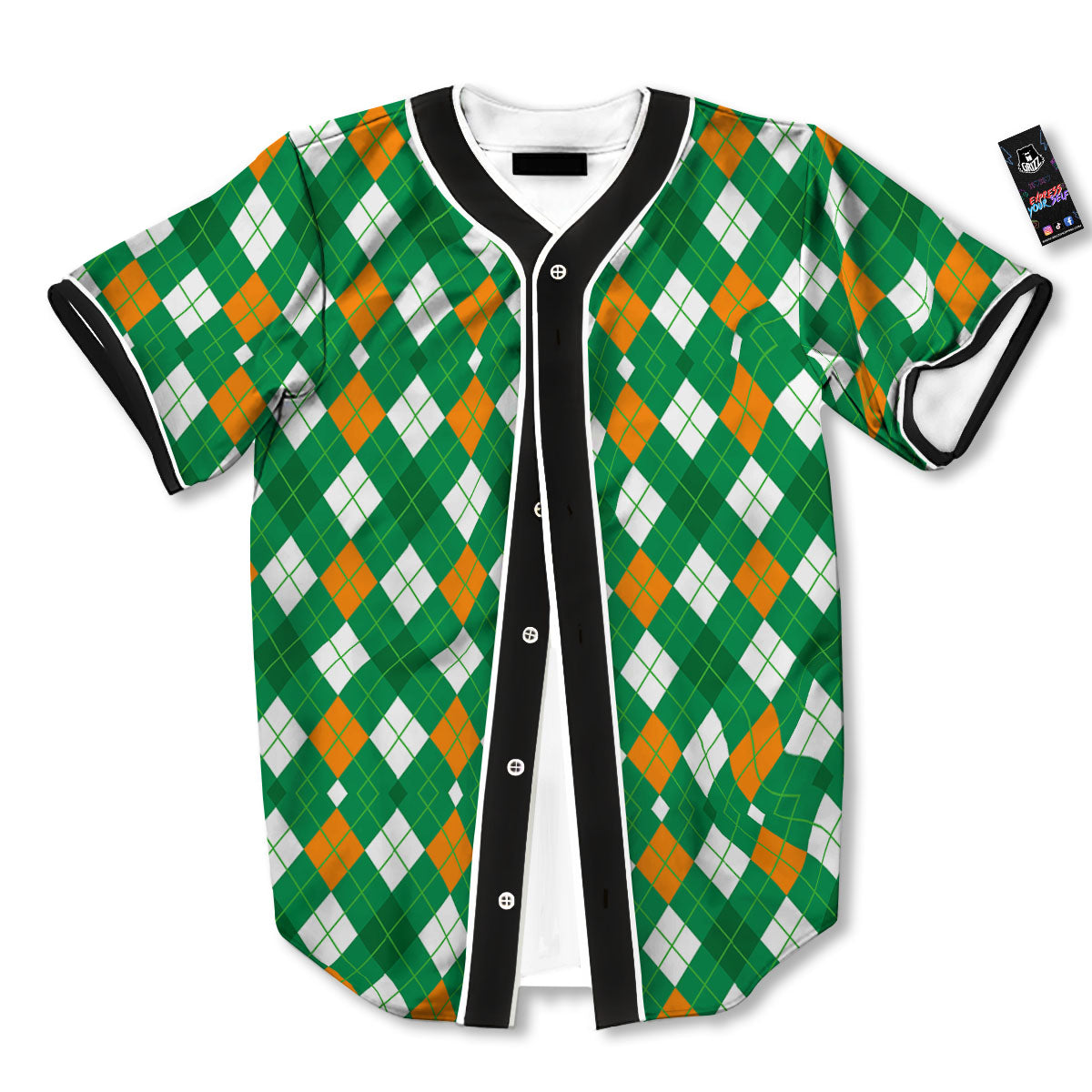 Argyle Irish Print Pattern Baseball Jersey-grizzshop