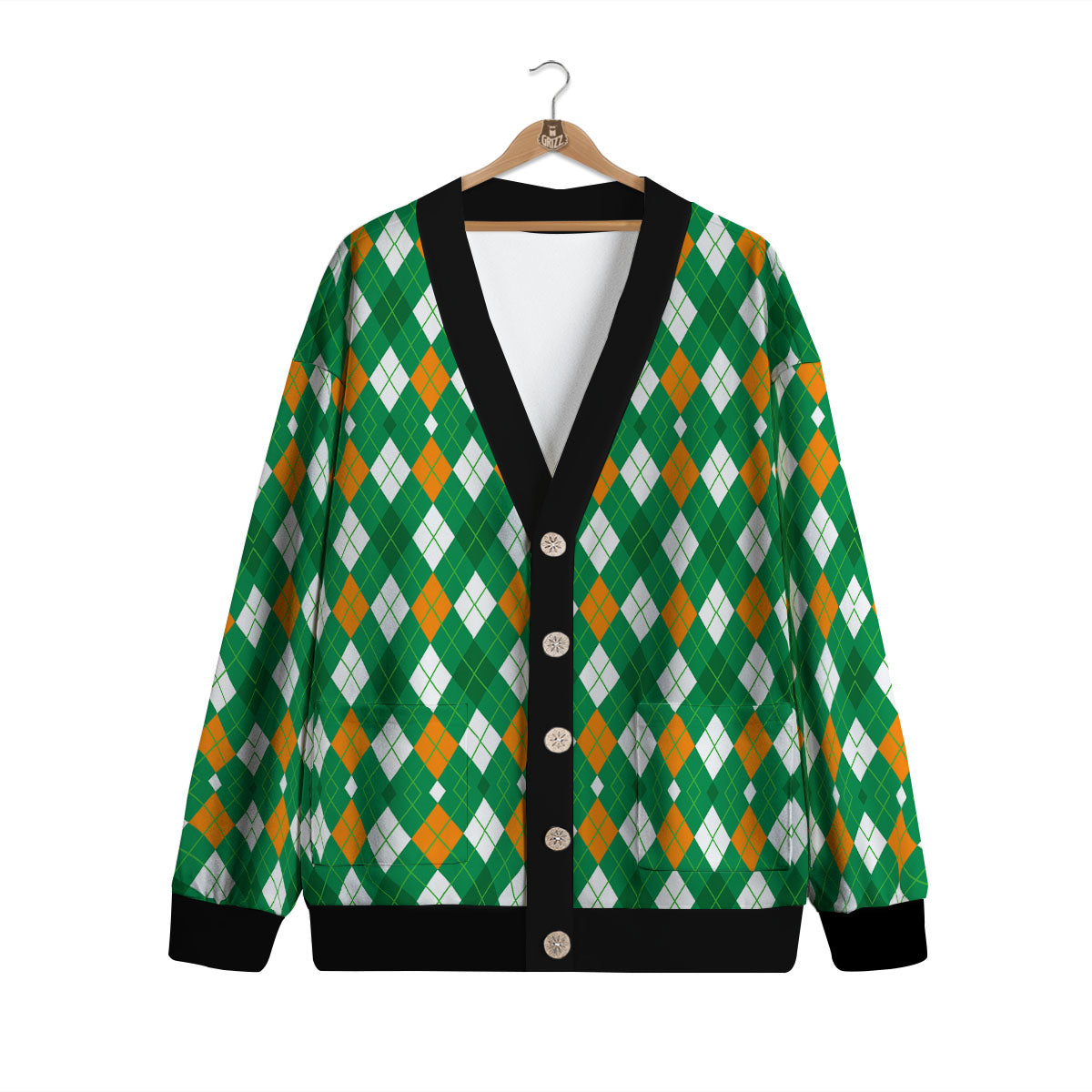 Argyle Irish Print Pattern Cardigan-grizzshop
