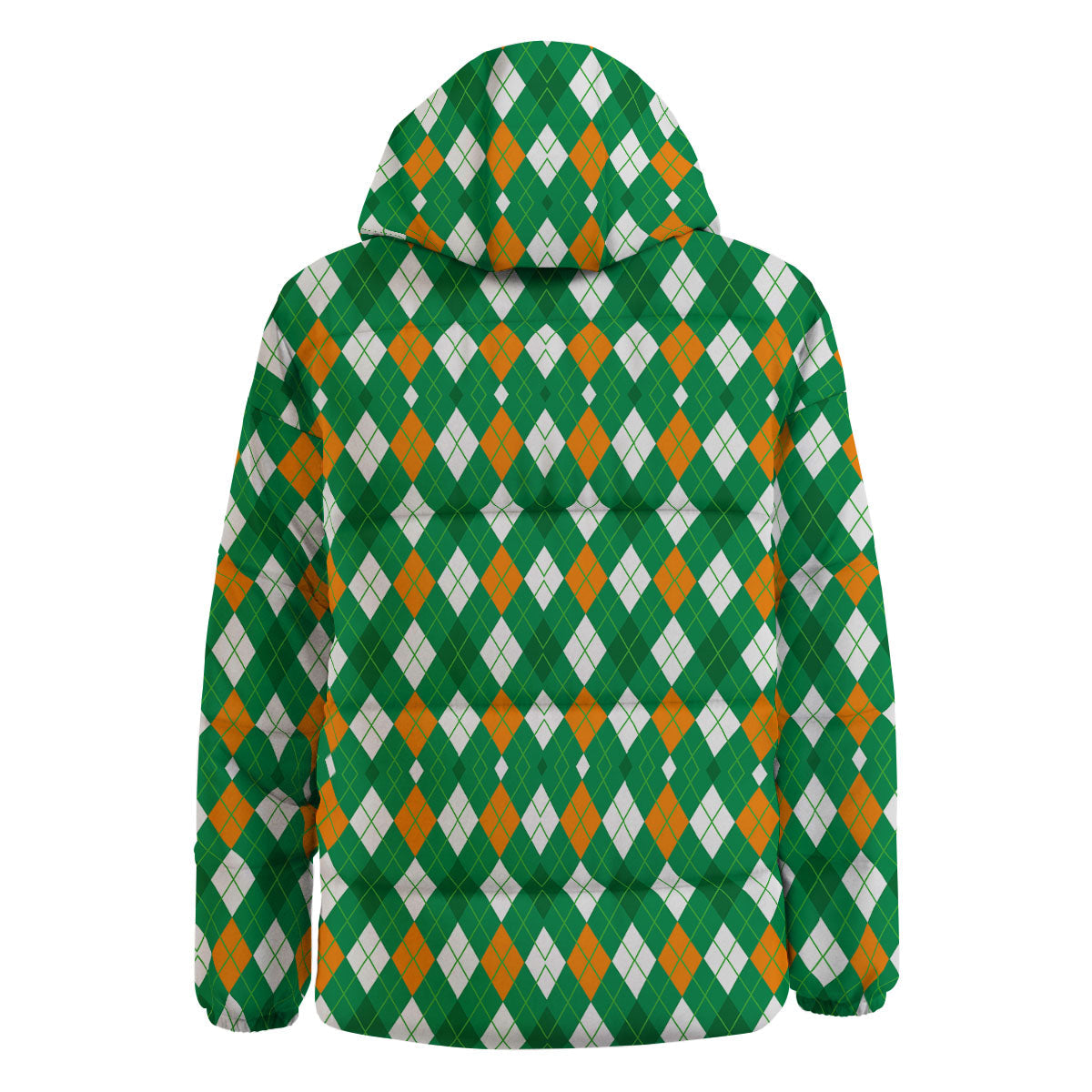 Argyle Irish Print Pattern Down Jacket-grizzshop