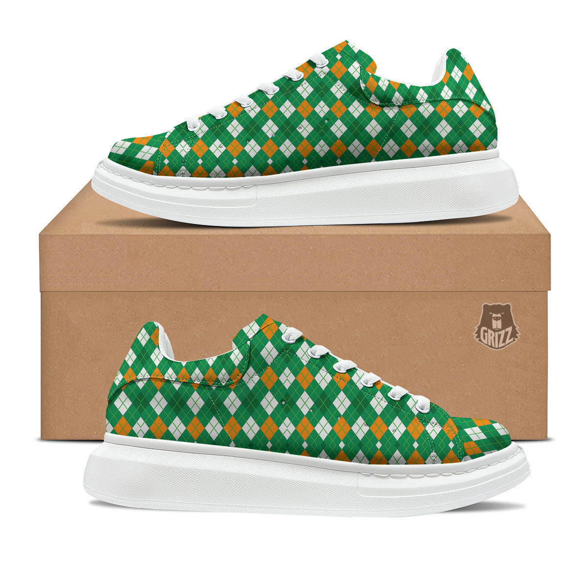 Argyle Irish Print Pattern Platform Shoes-grizzshop