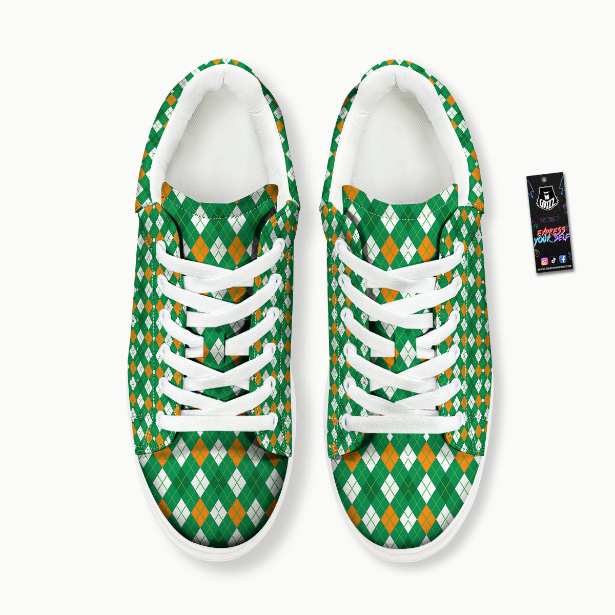 Argyle Irish Print Pattern Platform Shoes-grizzshop