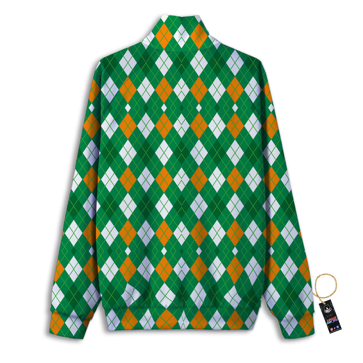 Argyle Irish Print Pattern Track Jacket-grizzshop