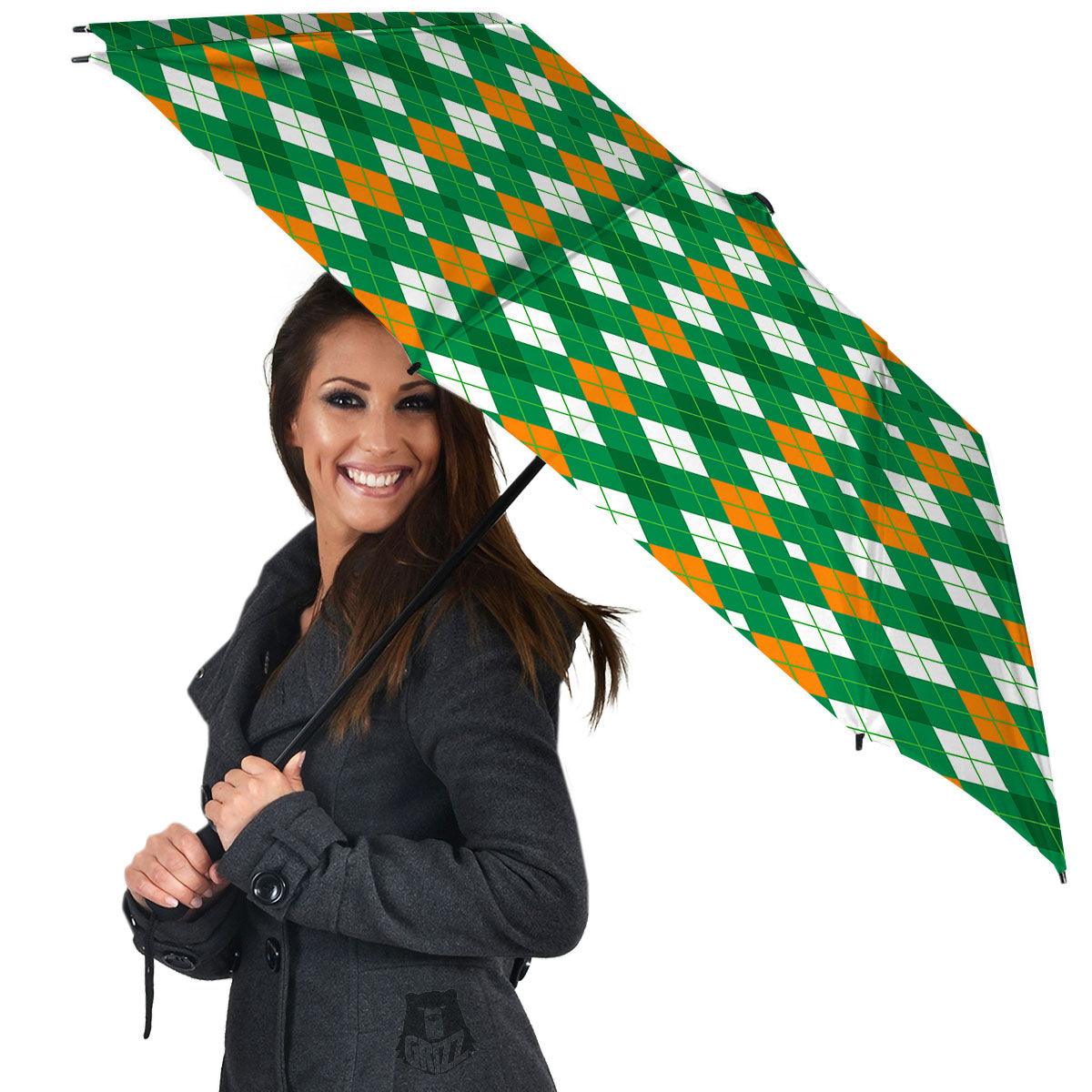 Argyle Irish Print Pattern Umbrella-grizzshop