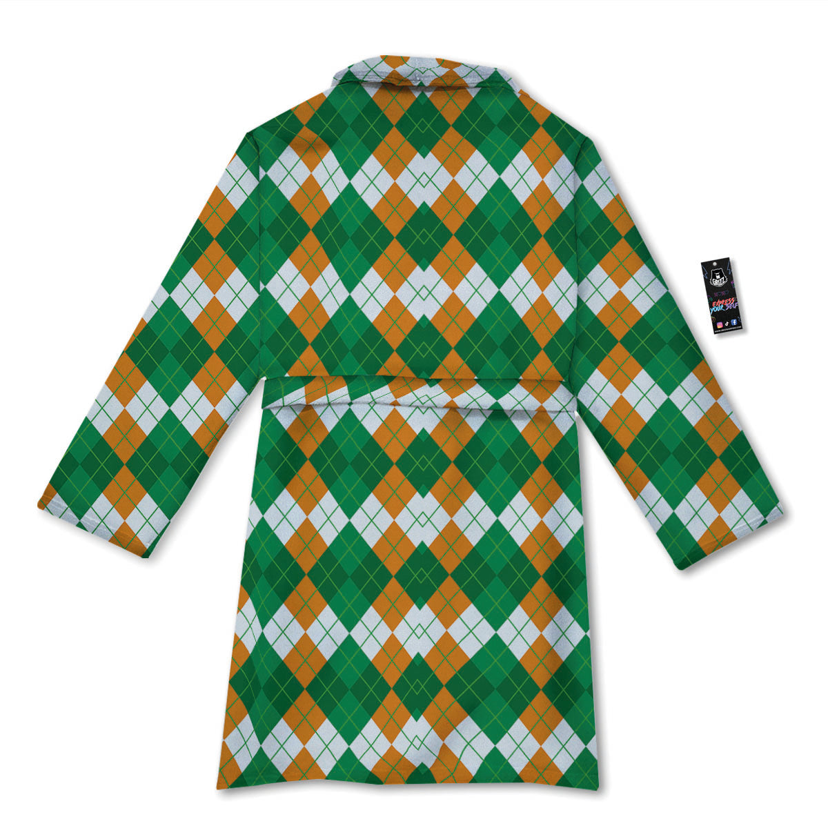Argyle Irish Themed Print Pattern Bathrobe-grizzshop