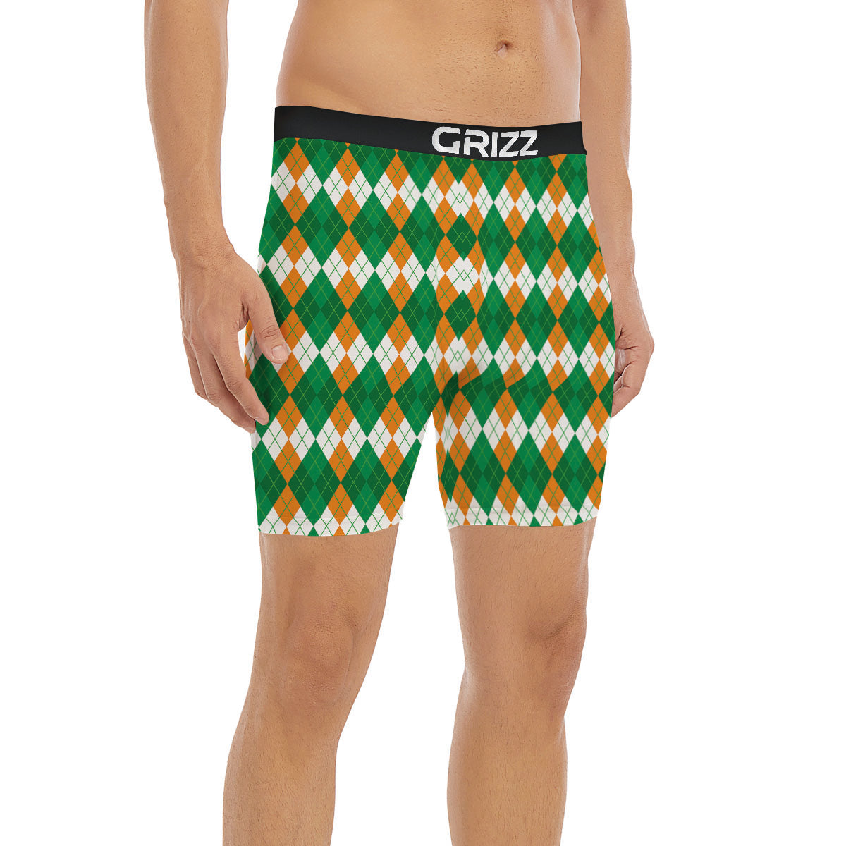 Argyle Irish Themed Print Pattern Boxer Briefs-grizzshop