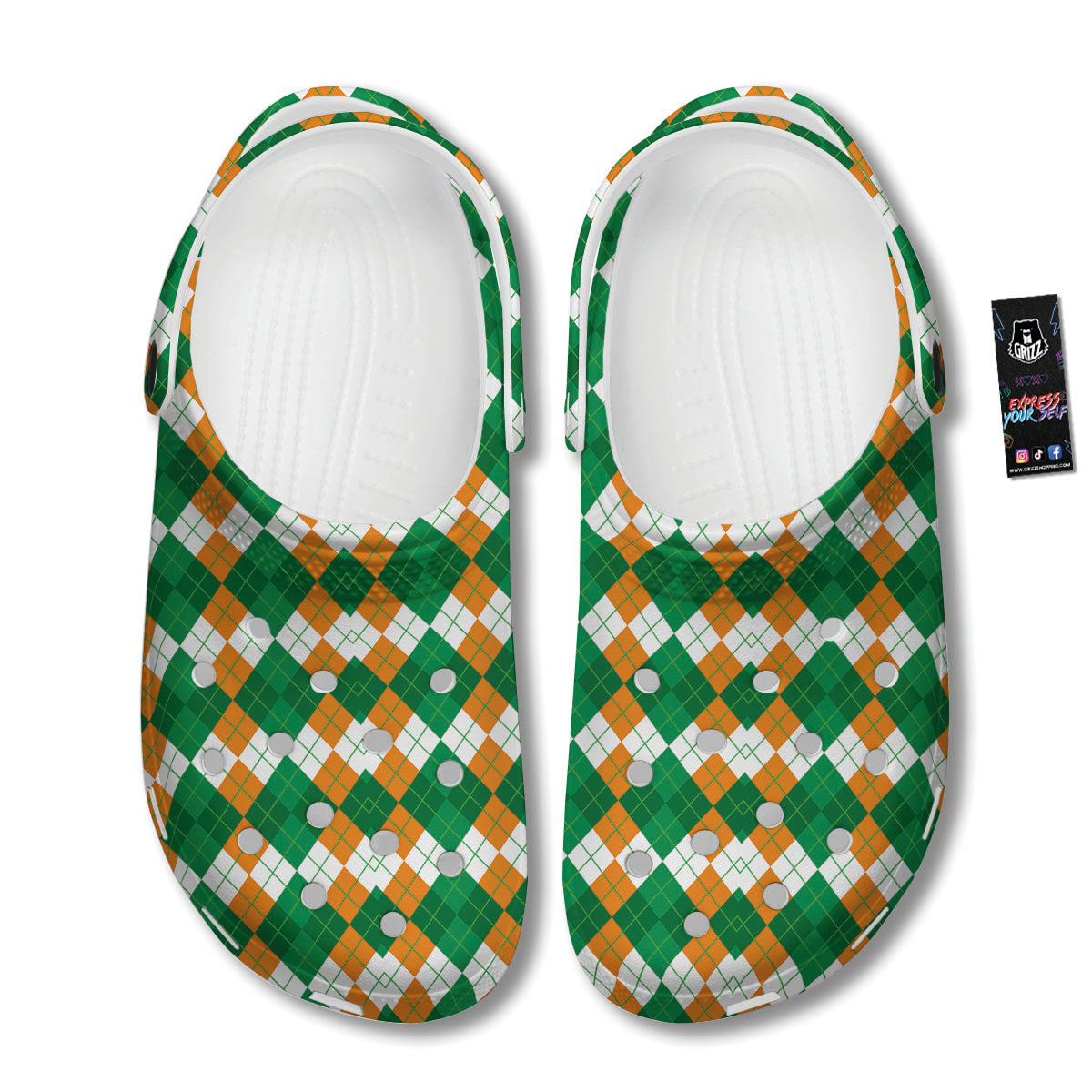 Argyle Irish Themed Print Pattern Clog-grizzshop