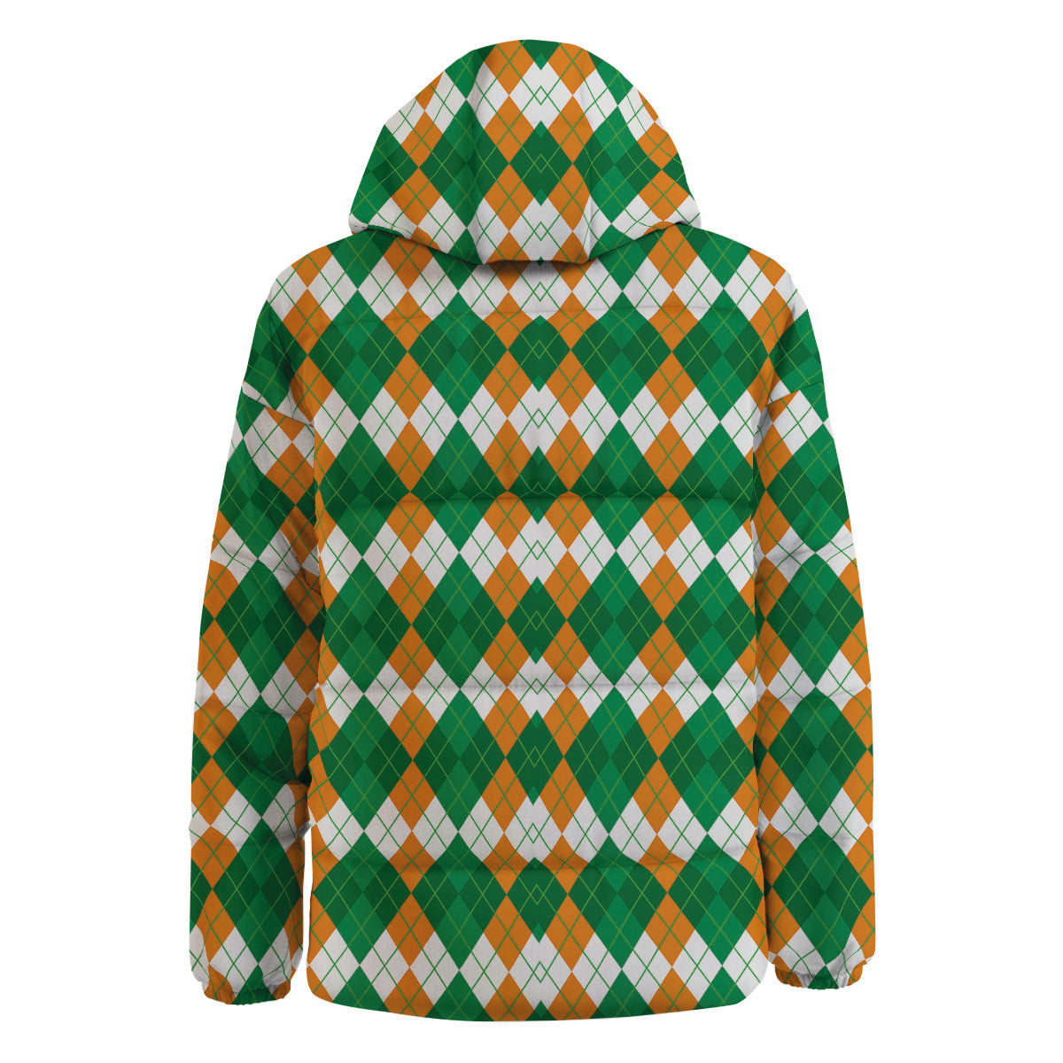 Argyle Irish Themed Print Pattern Down Jacket-grizzshop
