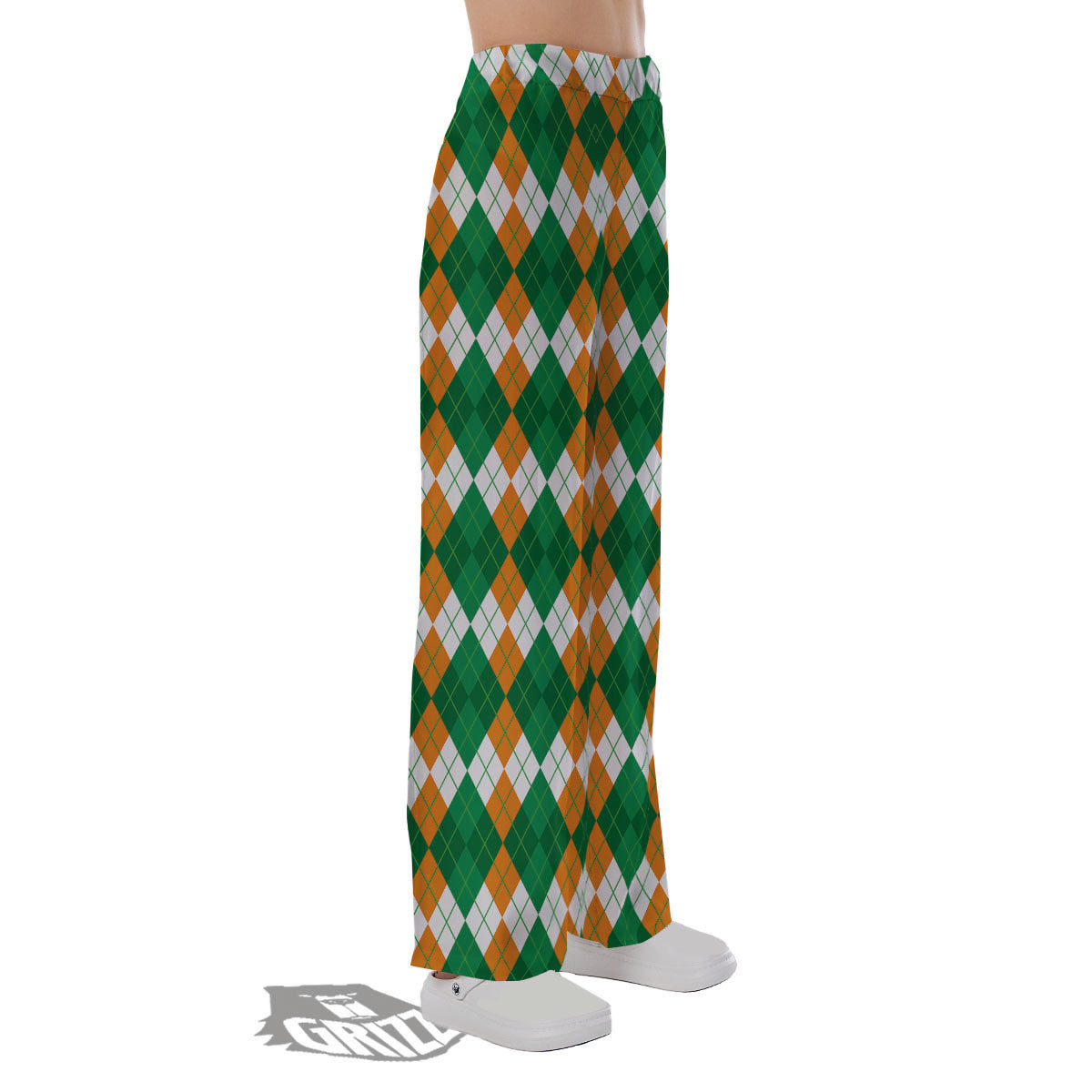 Argyle Irish Themed Print Pattern Pajama Pants-grizzshop