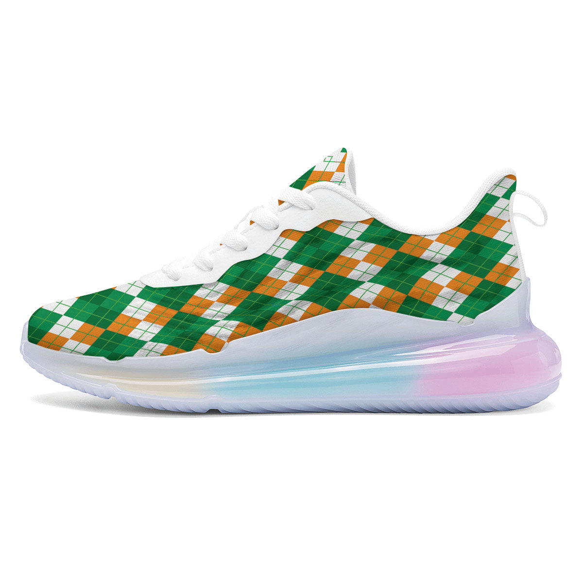 Argyle Irish Themed Print Pattern Running Sneakers-grizzshop
