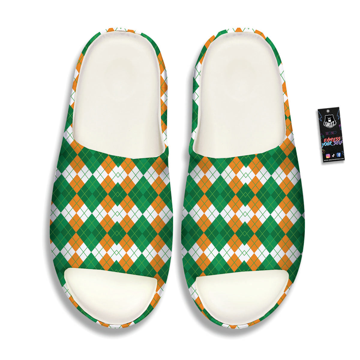 Argyle Irish Themed Print Pattern Sandals-grizzshop