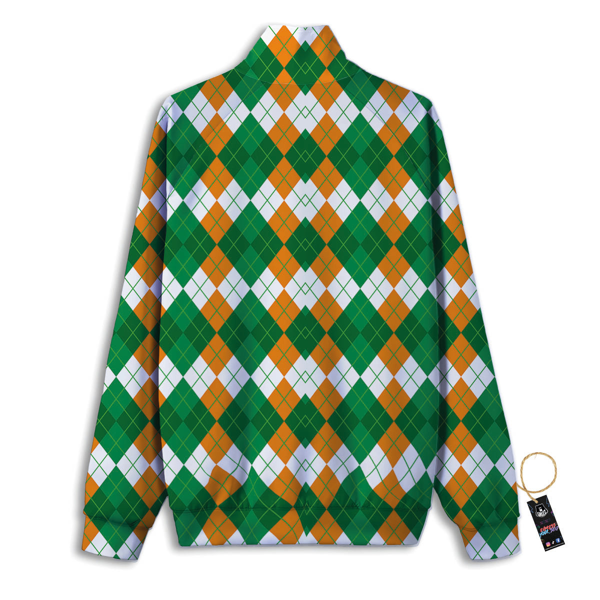 Argyle Irish Themed Print Pattern Track Jacket-grizzshop