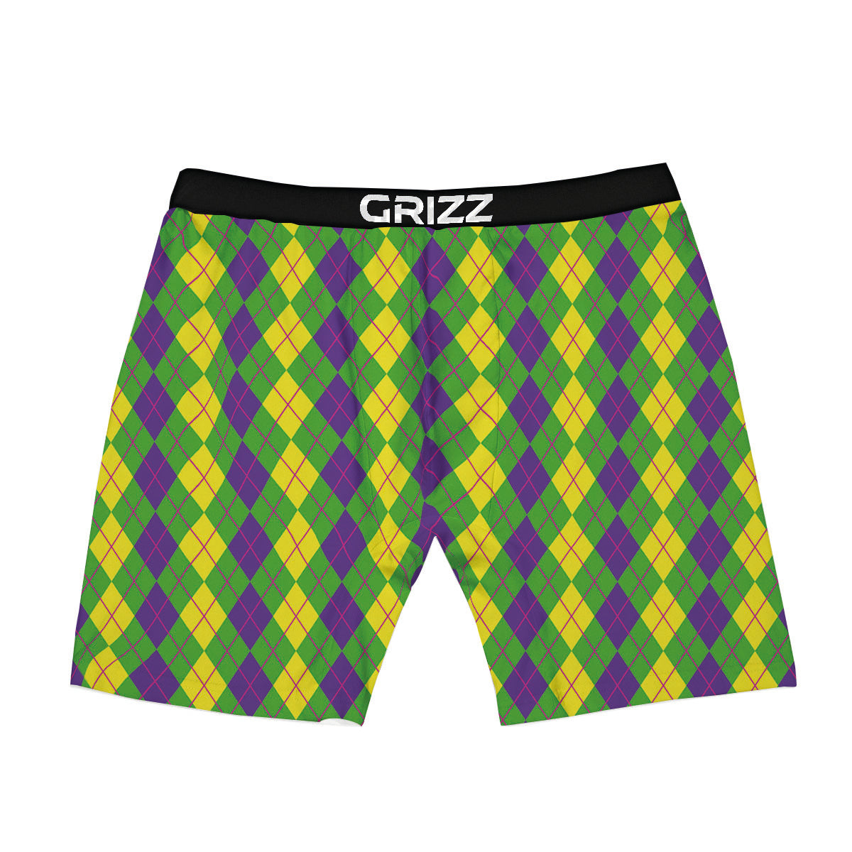 Argyle Mardi Gras Print Pattern Boxer Briefs-grizzshop