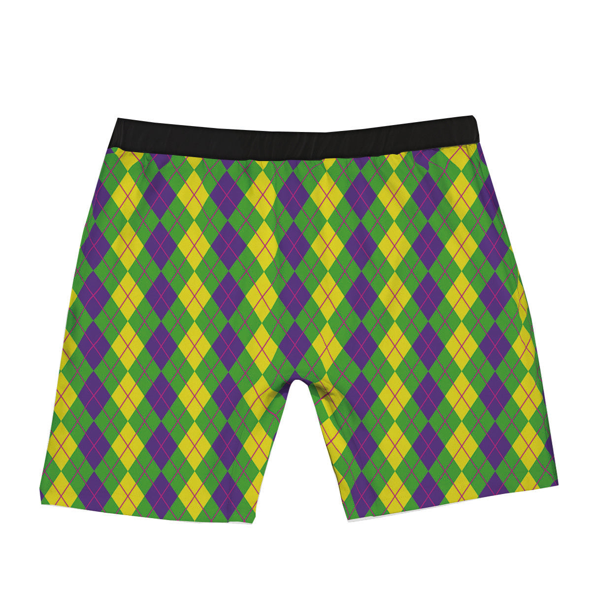 Argyle Mardi Gras Print Pattern Boxer Briefs-grizzshop