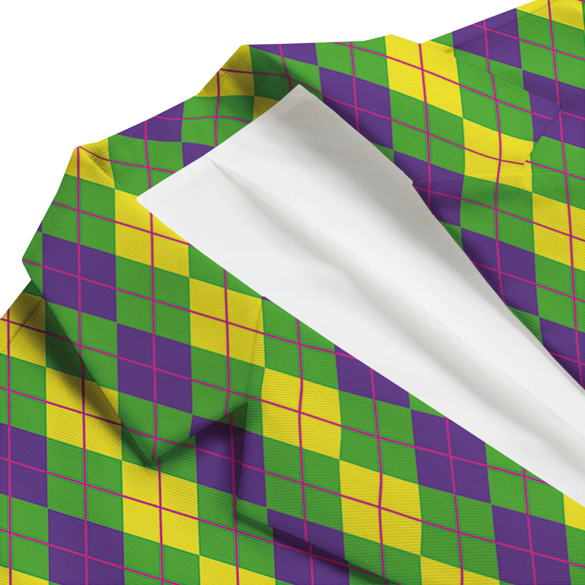 Argyle Mardi Gras Print Pattern Men's Blazer-grizzshop
