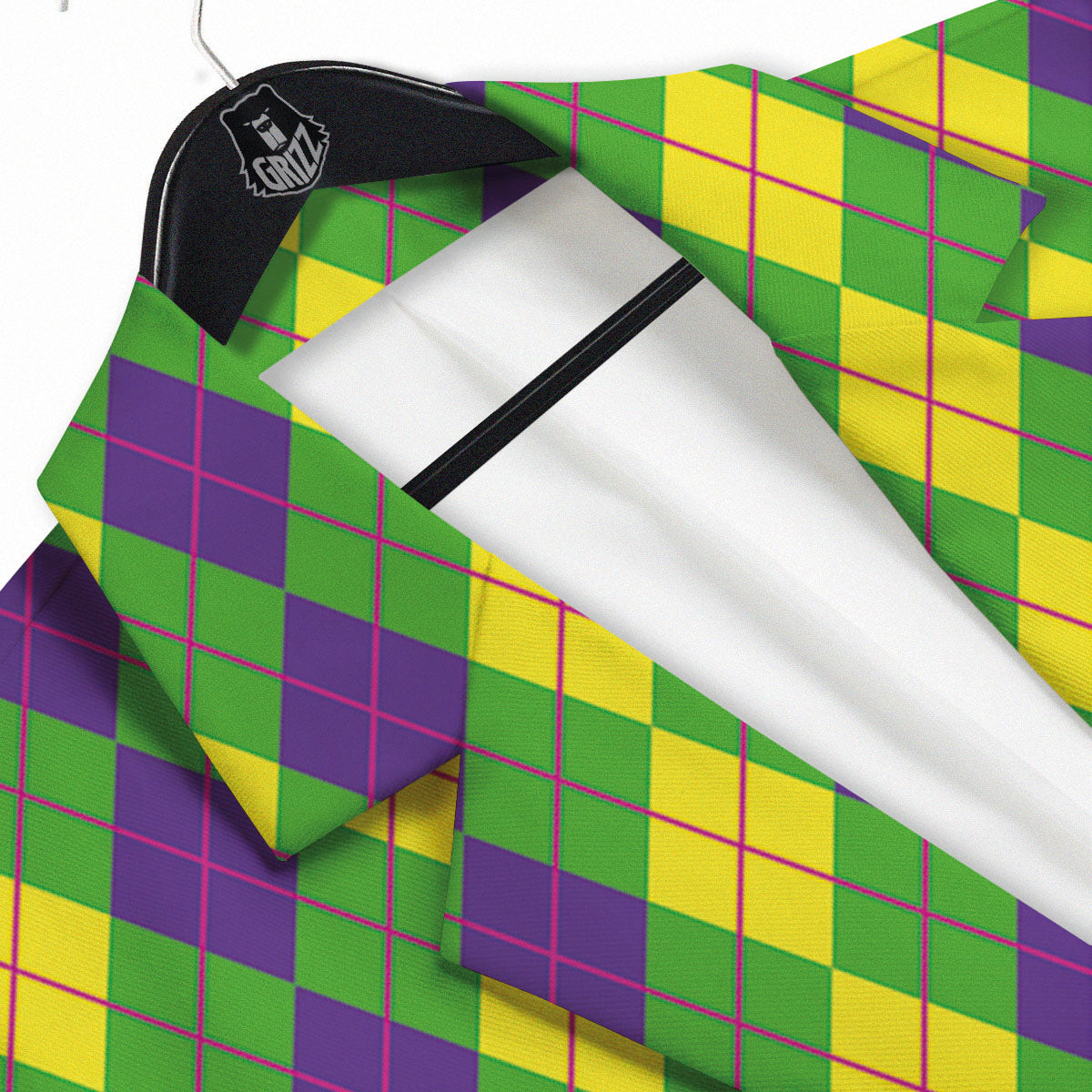 Argyle Mardi Gras Print Pattern Men's Sport Coat-grizzshop