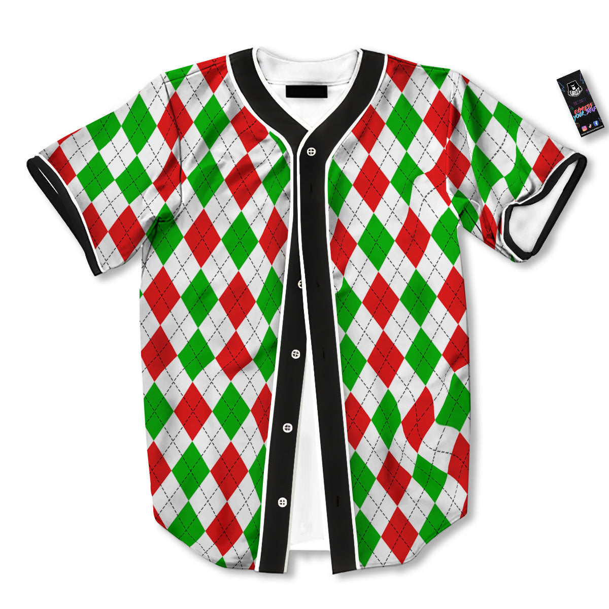 Argyle Merry Christmas Print Pattern Baseball Jersey-grizzshop
