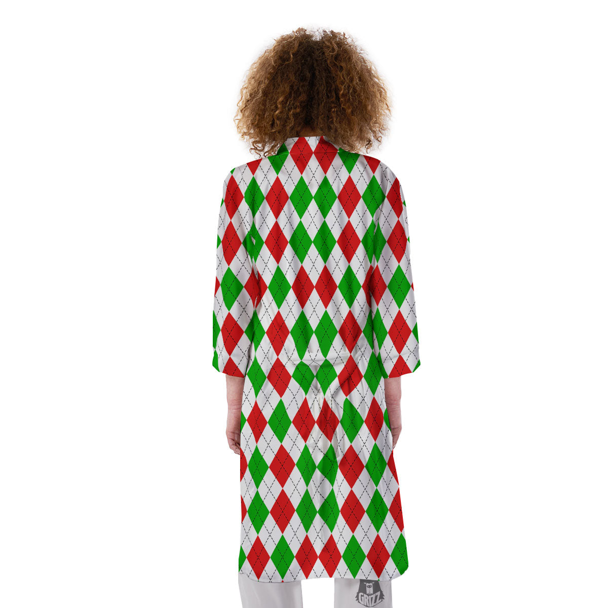 Argyle Merry Christmas Print Pattern Kimono-grizzshop