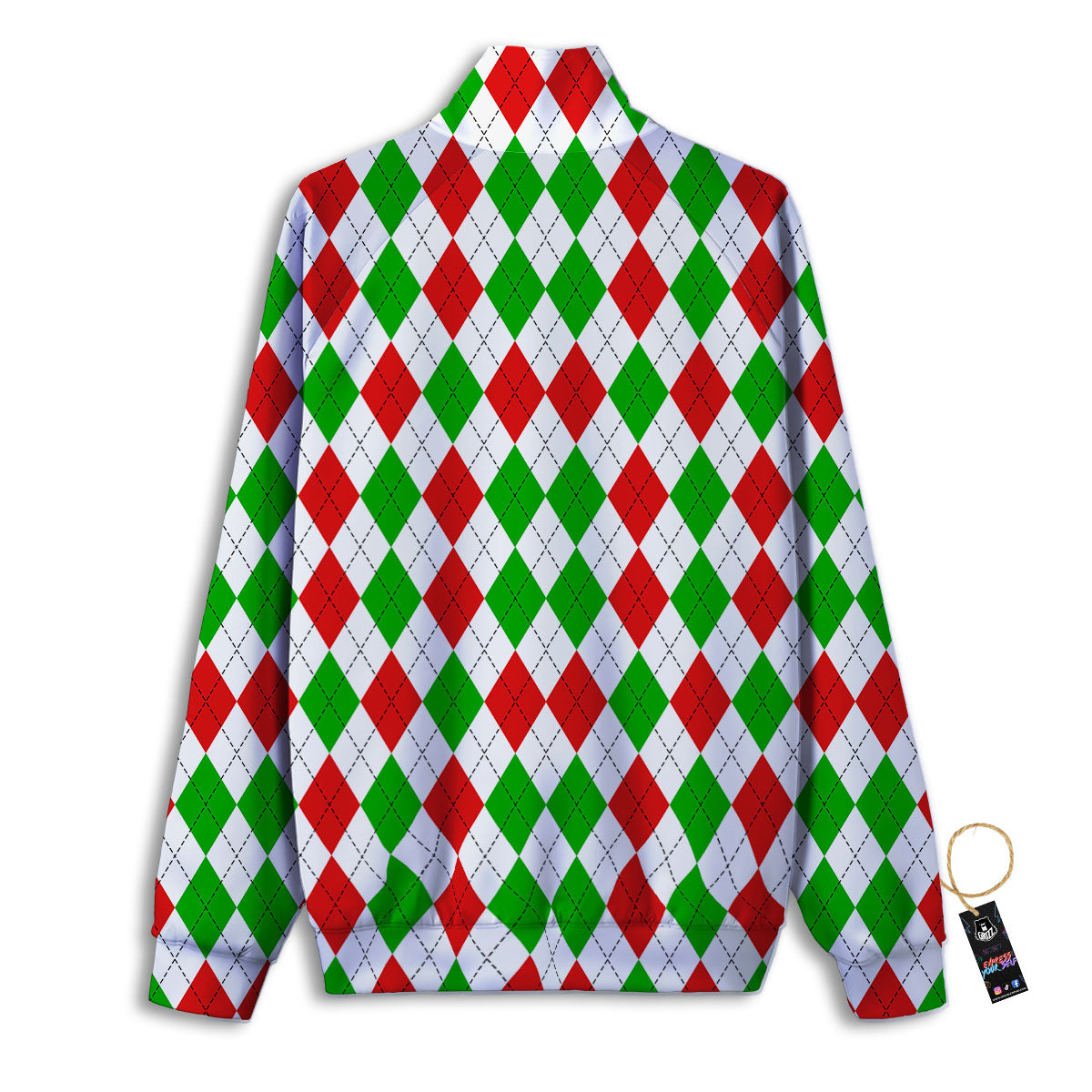 Argyle Merry Christmas Print Pattern Track Jacket-grizzshop