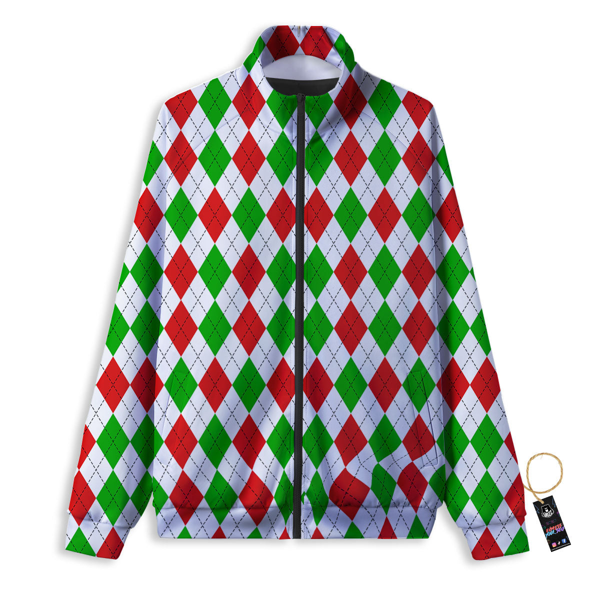 Argyle Merry Christmas Print Pattern Track Jacket-grizzshop