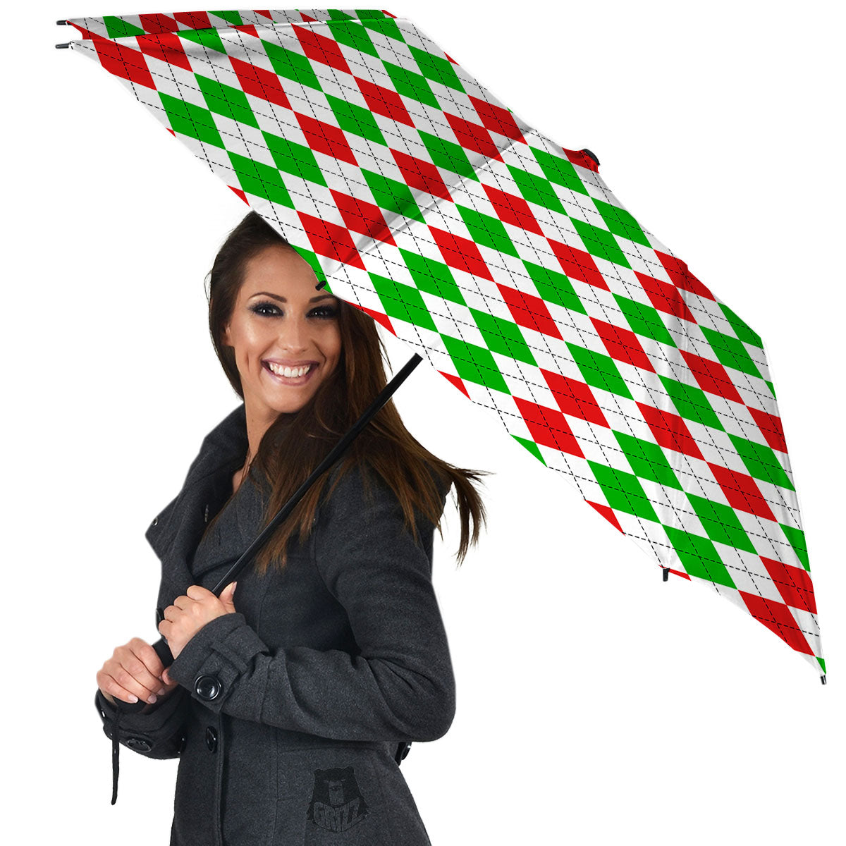 Argyle Merry Christmas Print Pattern Umbrella-grizzshop