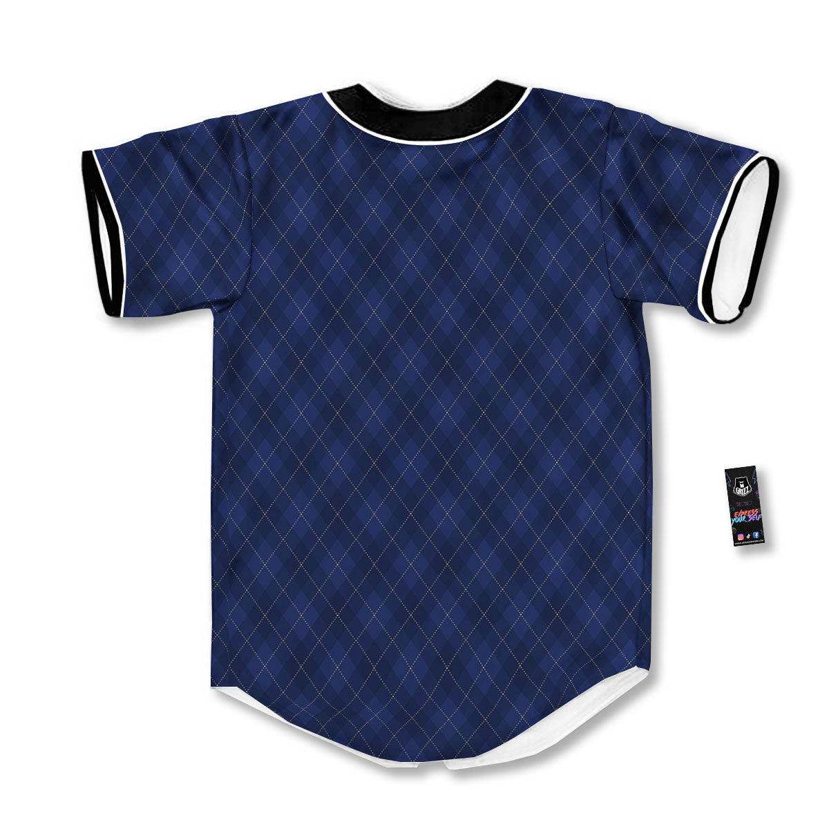 Argyle Navy Blue Print Pattern Baseball Jersey-grizzshop