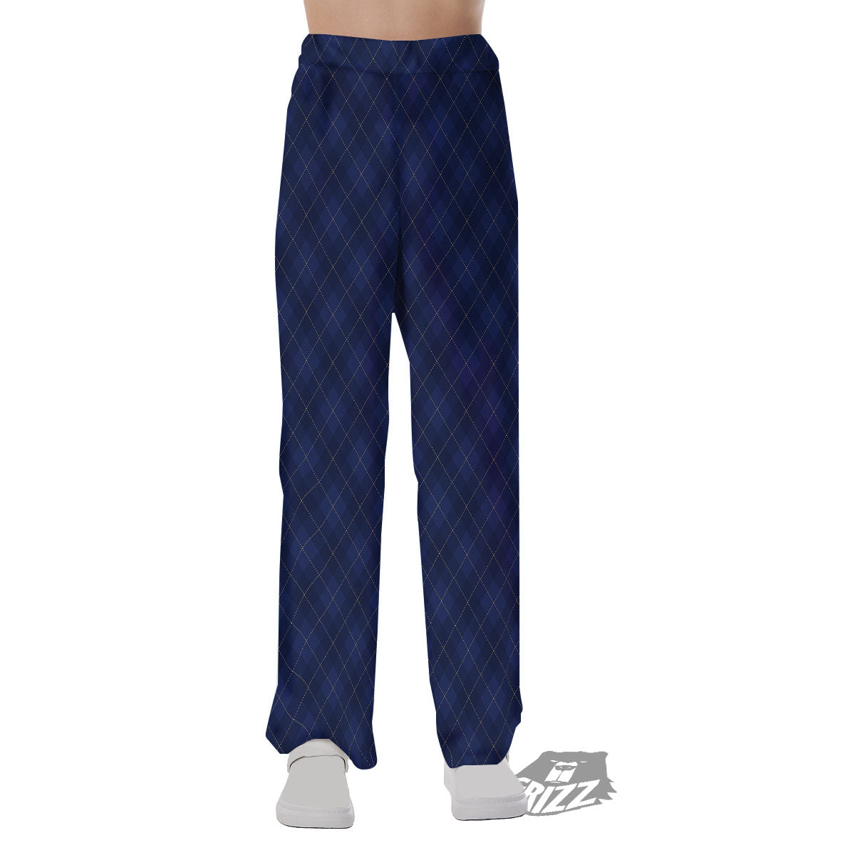 Argyle Navy Blue Print Pattern Pajama Pants-grizzshop