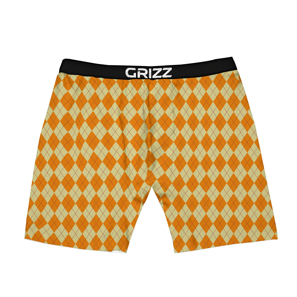Argyle Orange Print Pattern Boxer Briefs-grizzshop